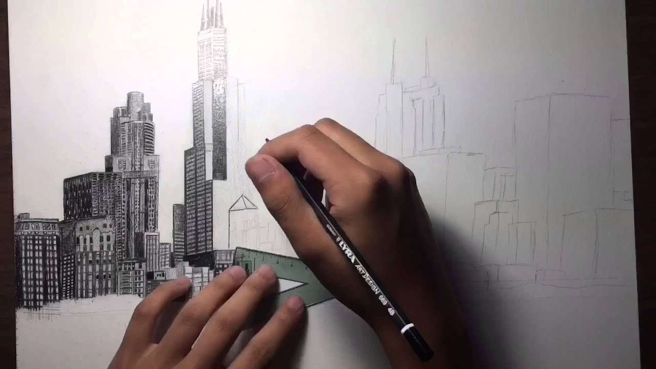 1280x720 Chicago Skyline Speed Drawing - Chicago Drawing
