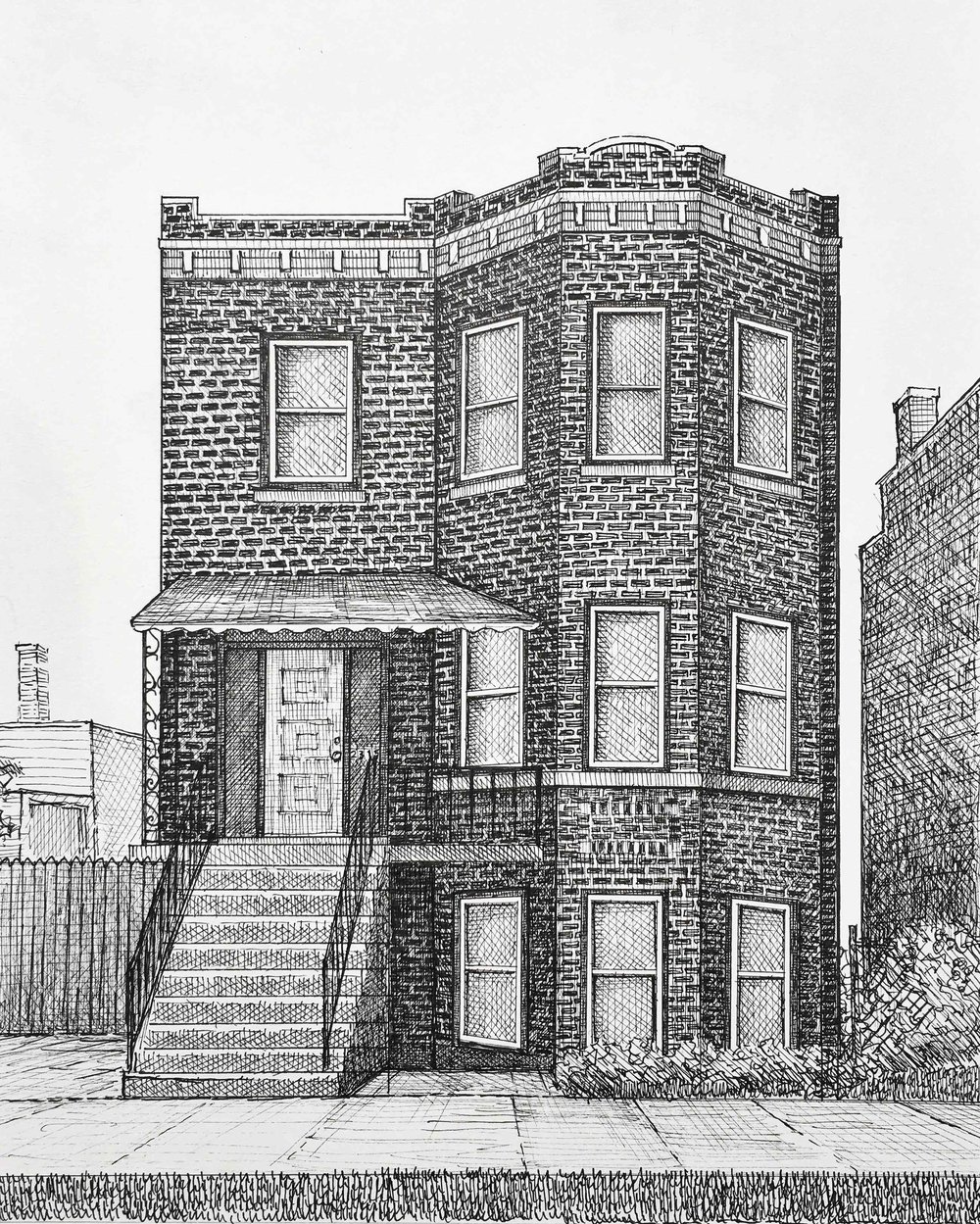 1000x1249 House Portraits Lisa Wronski - Chicago Drawing
