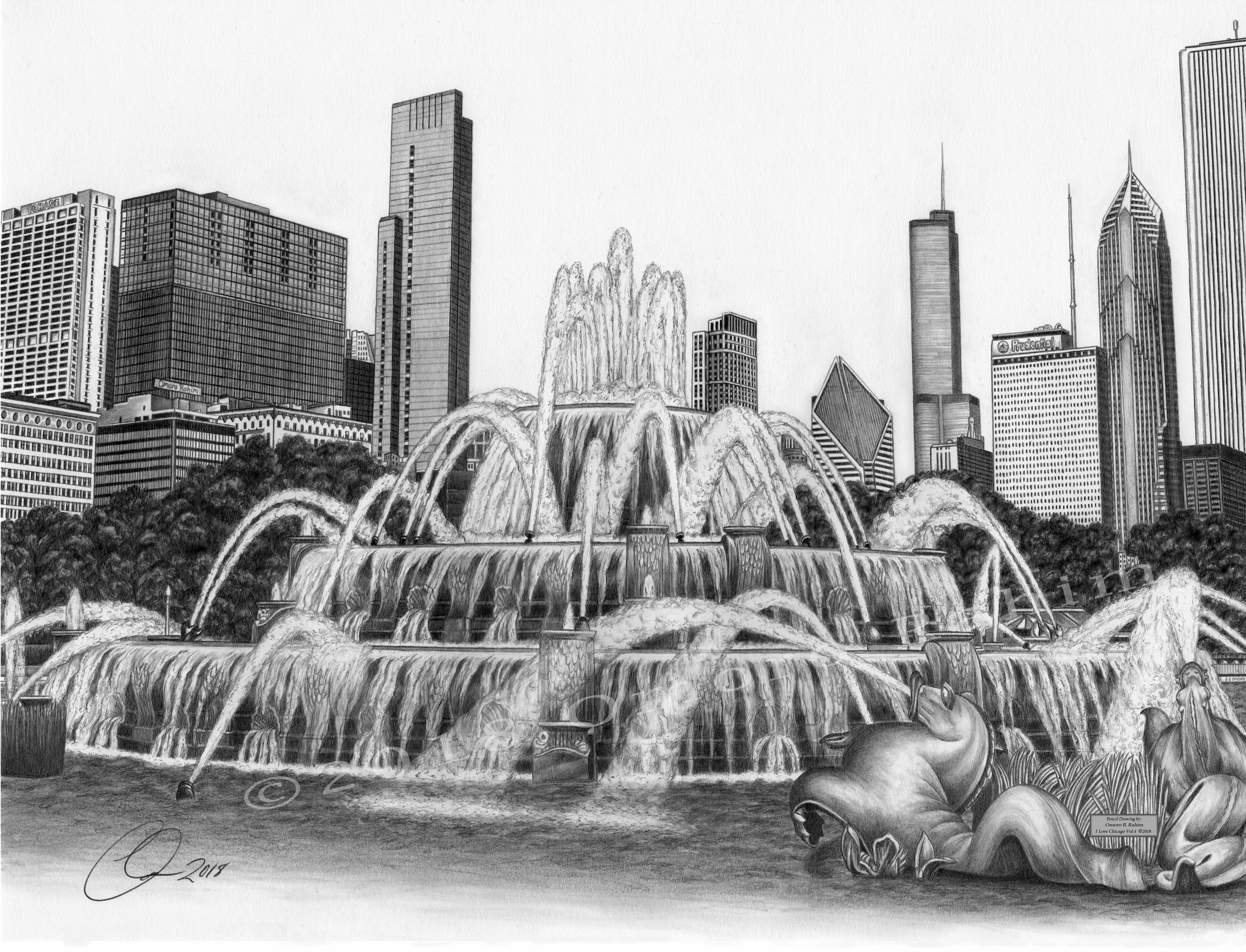 7137x5453 Pencil Drawing - Chicago Drawing