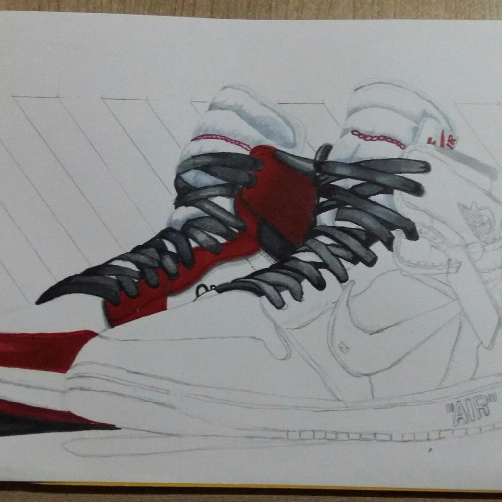 1024x1024 Air Jordan Off White Chicago Drawing With Graph'it Markers - Chicago Drawing
