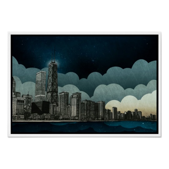 540x540 chicago skyline architectural drawing poster - Chicago Skyline Drawing