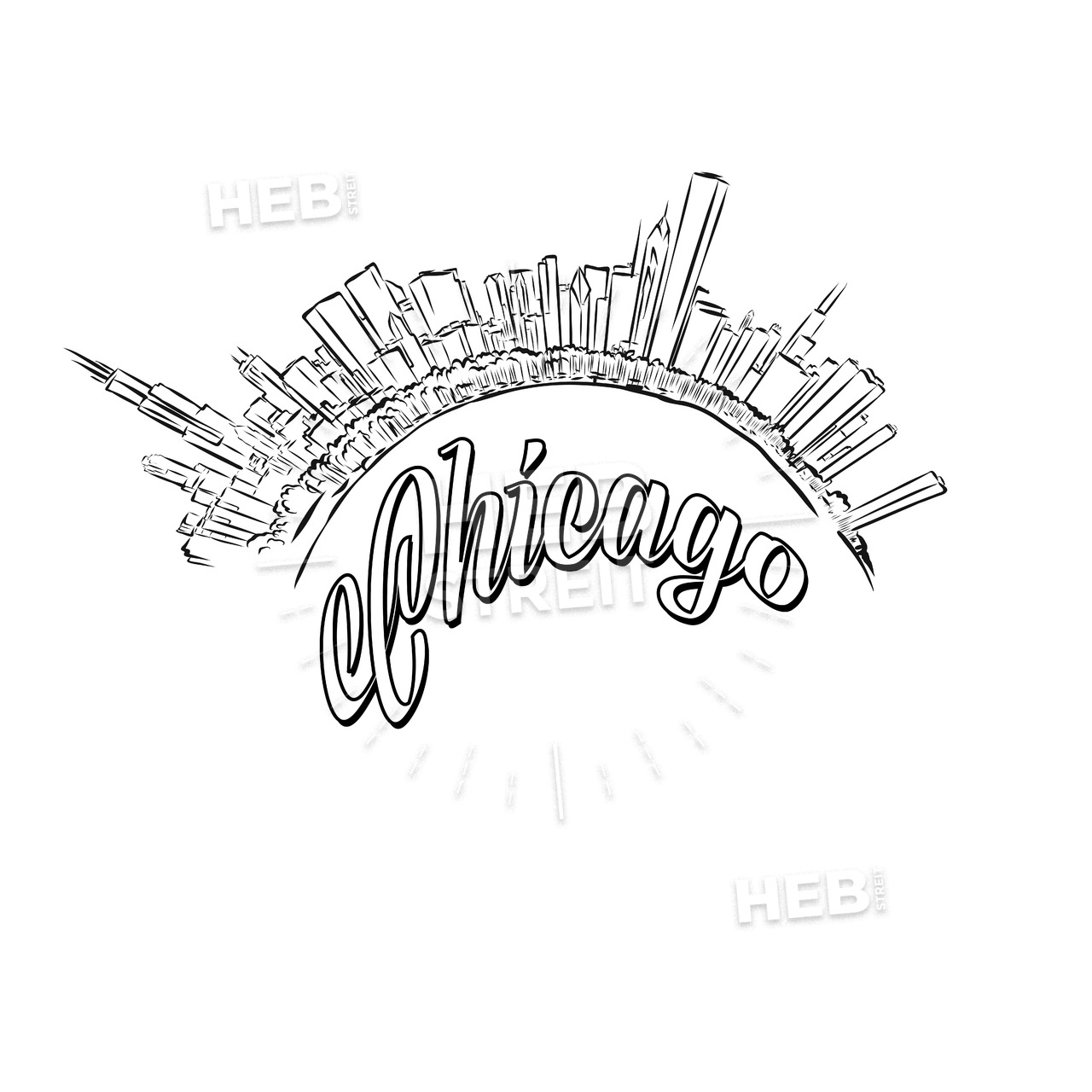 1280x1280 chicago skyline logo sketch hebstreits sketches - Chicago Skyline Drawing