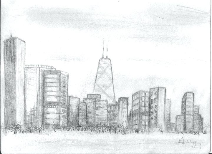 720x523 chicago skyline sketch city photograph skyline sketch - Chicago Skyline Drawing