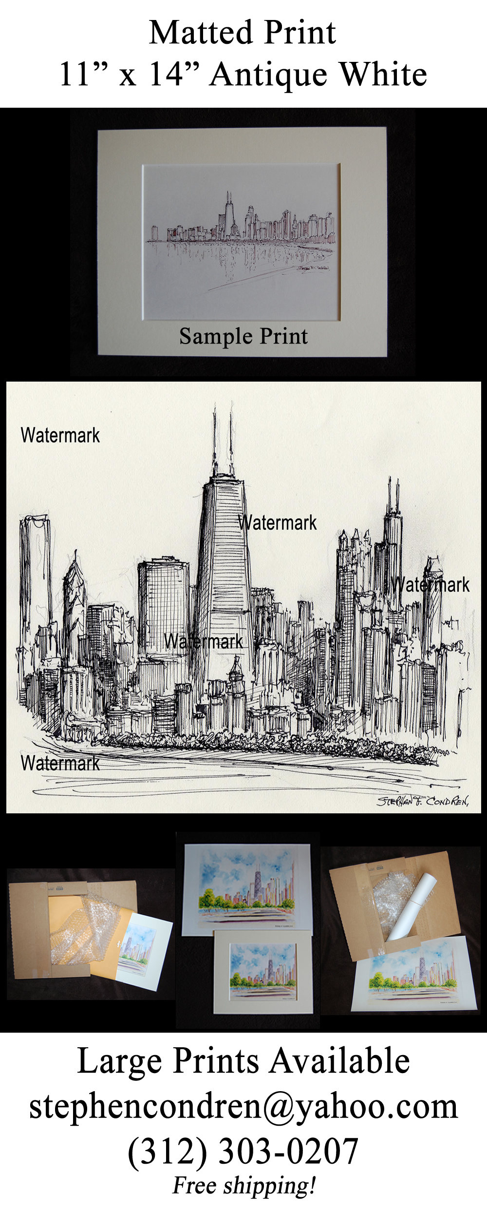1000x2487 chicago skyline - Chicago Skyline Drawing