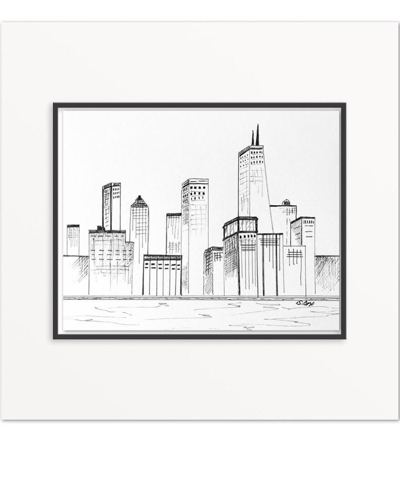 794x948 city drawing chicago skyline cityscape print urban sketch etsy - Chicago Skyline Drawing