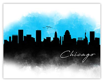 425x334 ramini brands blue chicago skyline drawing - Chicago Skyline Drawing