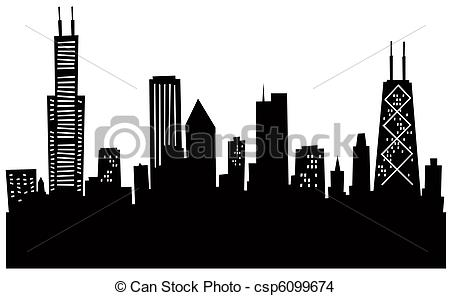 450x296 cartoon chicago skyline cartoon skyline silhouette ofchicago, usa - Chicago Skyline Drawing