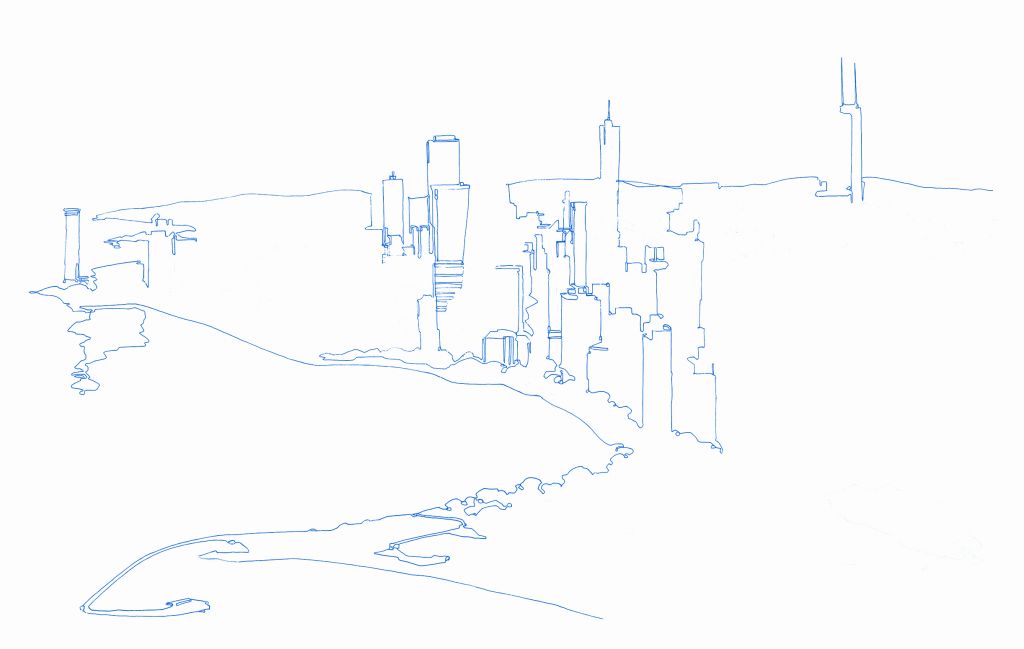 1024x649 chicago skyline drawing chicago continuous line drawing - Chicago Skyline Line Drawing