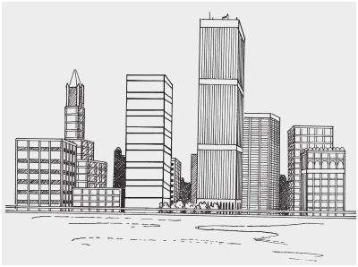 400x298 admirably gallery of chicago skyline coloring - Chicago Skyline Line Drawing