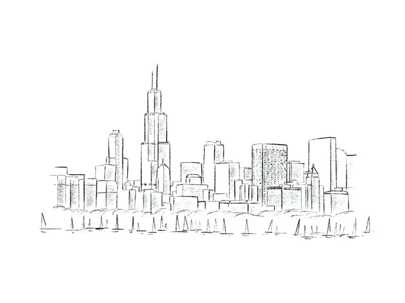 Chicago Skyline Line Drawing at PaintingValley.com | Explore collection ...