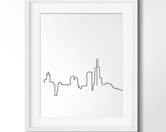 340x270 Chicago Line Drawing Etsy - Chicago Skyline Line Drawing