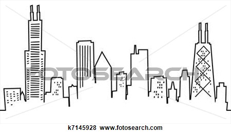 450x261 downtown chicago clipart - Chicago Skyline Outline Drawing