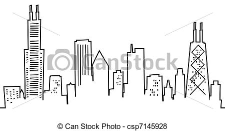 450x261 how to draw chicago skyline - Chicago Skyline Outline Drawing
