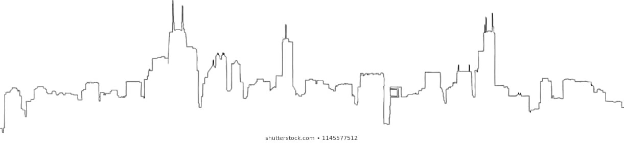 1221x280 or chicago skyline outline drawing - Chicago Skyline Outline Drawing