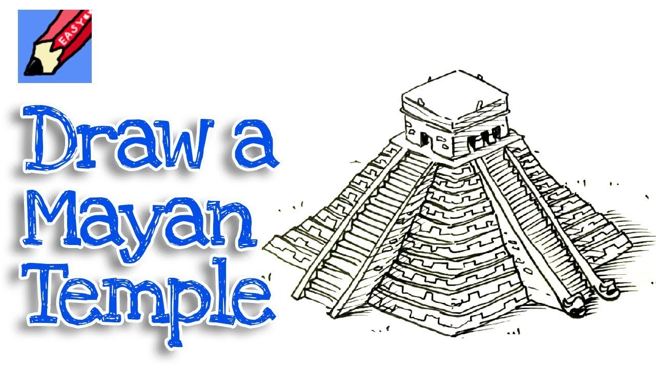 1280x720 how to draw an mayan pyramid temple - Chichen Itza Drawing