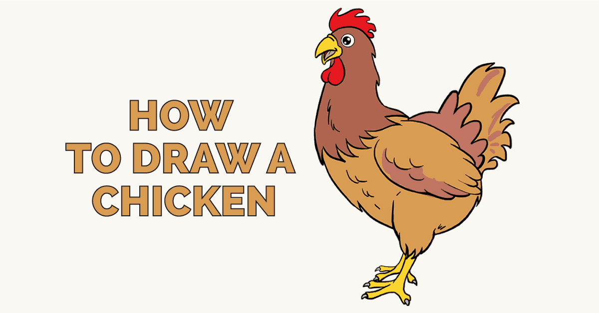 1200x628 How To Draw A Cute Chicken In A Few Easy Steps Easy Drawing Guides - Chicken Drawing