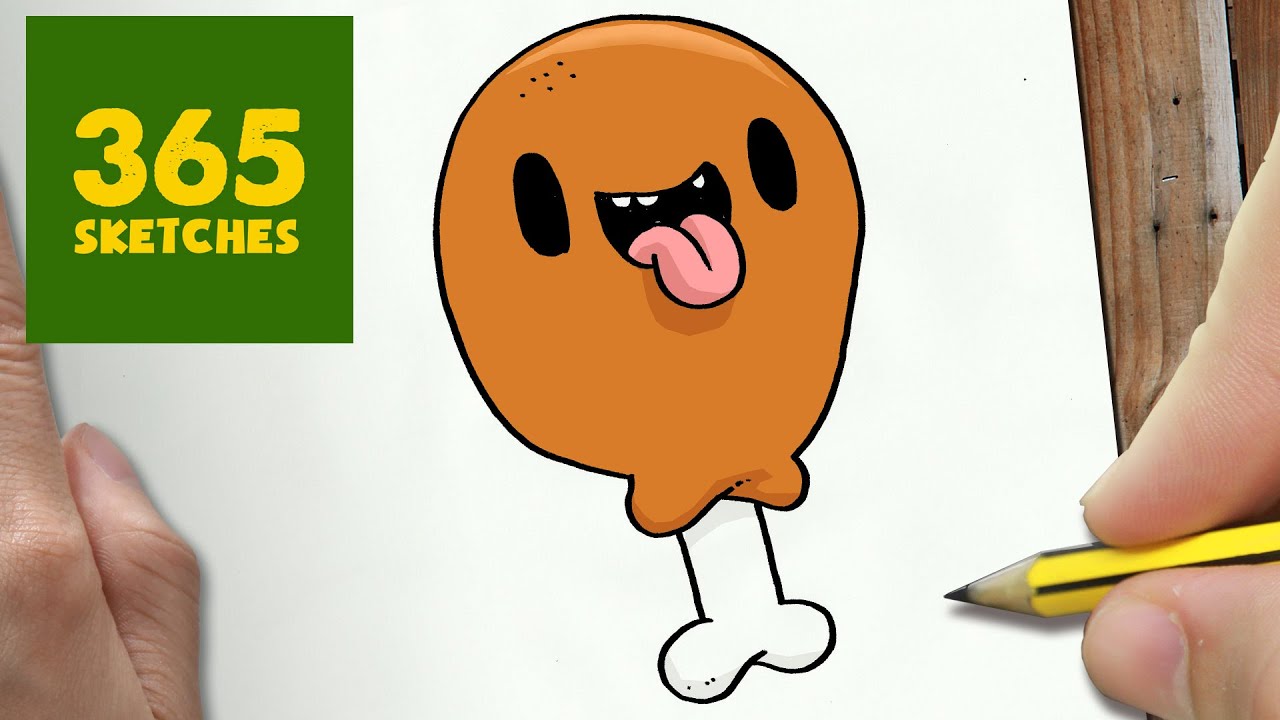 1280x720 How To Draw A Chicken Thigh Cute, Easy Step - Chicken Drawing Cartoon