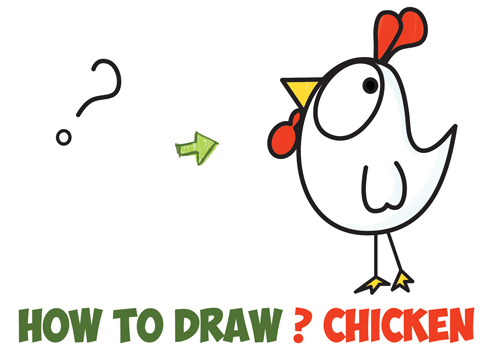 500x354 How To Draw A Cartoon Chicken Rooster From And ! Shapes - Chicken Drawing Cartoon
