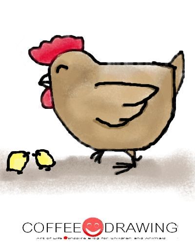 400x500 How To Draw Step - Chicken Drawing For Kids
