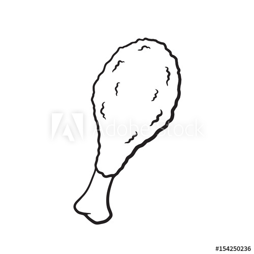 500x500 vector illustration hand drawn doodle of deep fried chicken leg - Chicken Food Drawing