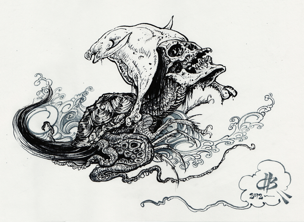 1000x730 Drawing Christopher D Brand - Chicken Head Drawing