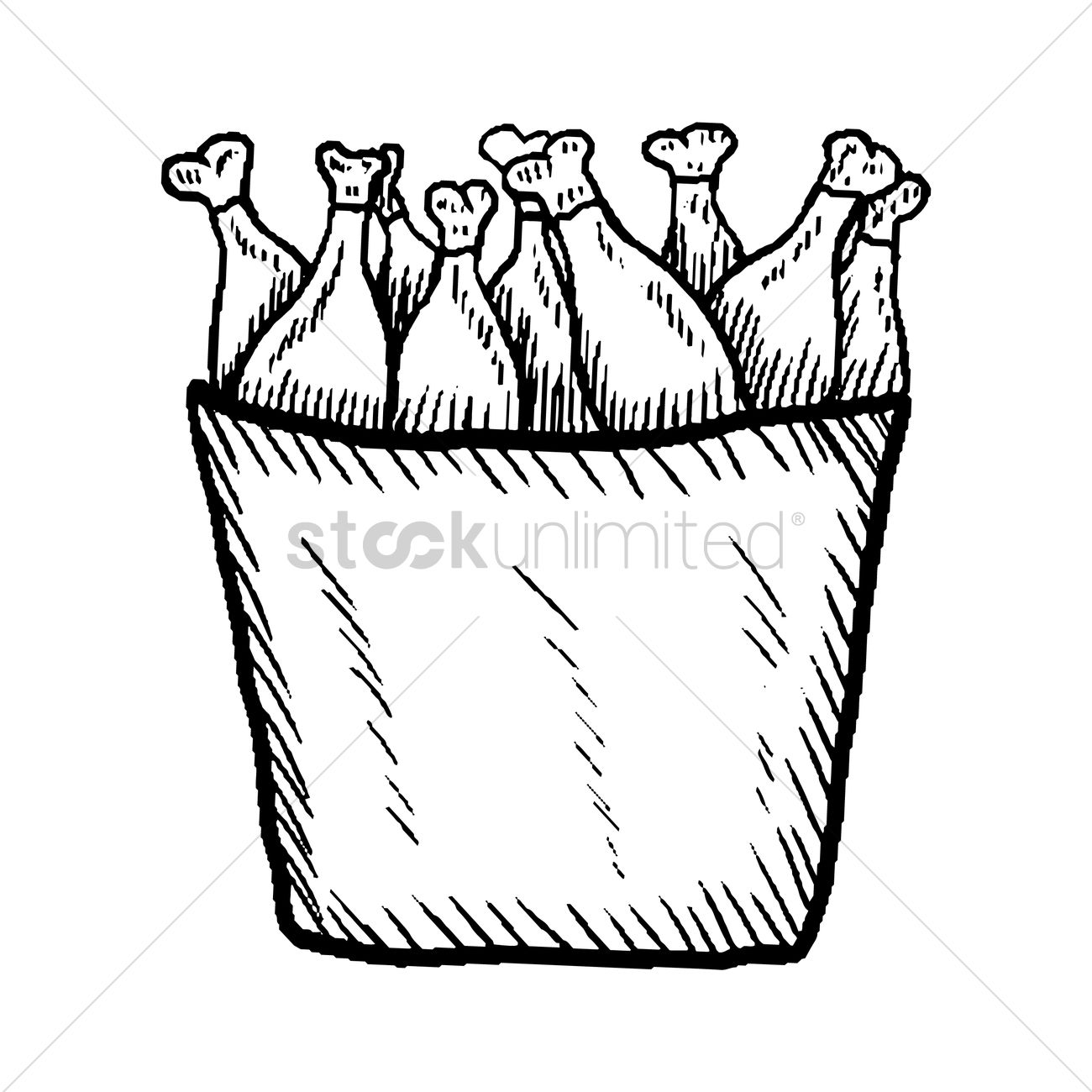 1300x1300 chicken drumsticks in a bucket vector image - Chicken Leg Drawing