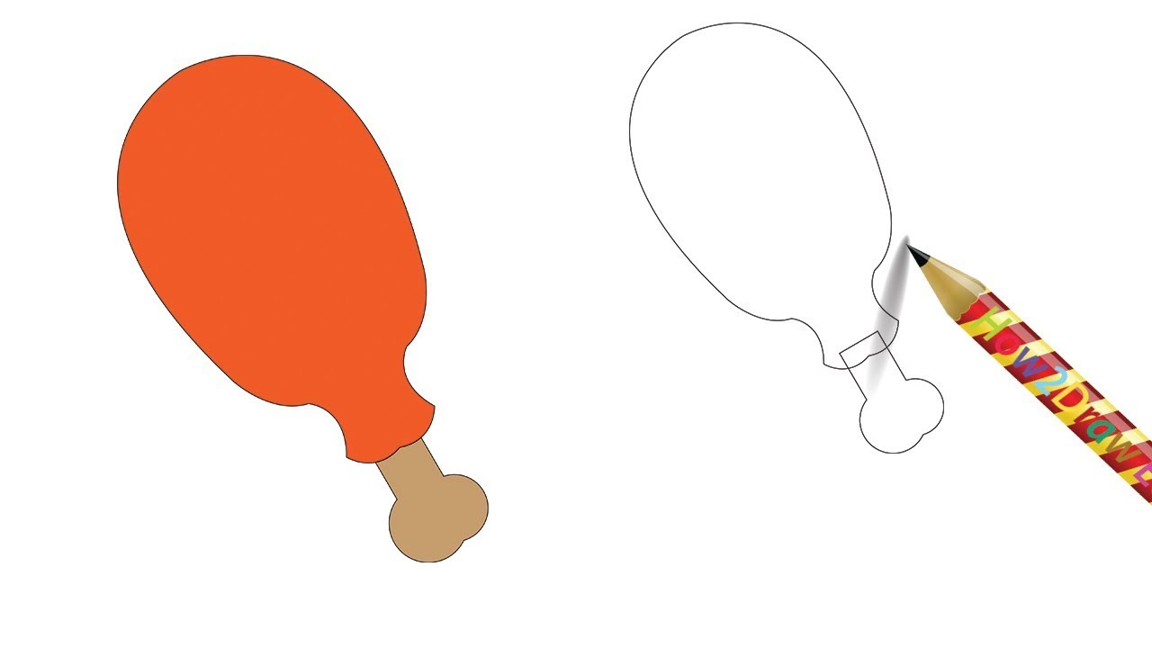 1280x720 how to draw a fried chicken leg very easy drawing - Chicken Leg Drawing
