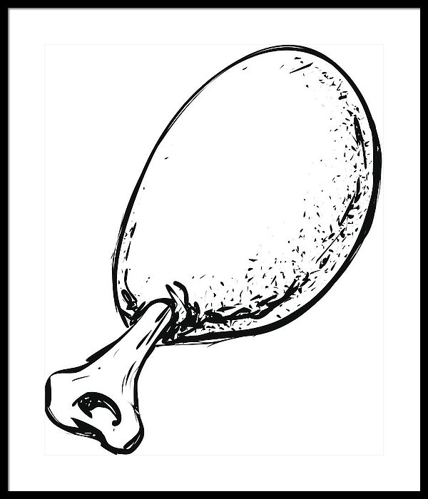 600x700 roasted chicken leg doodle framed print - Chicken Leg Drawing