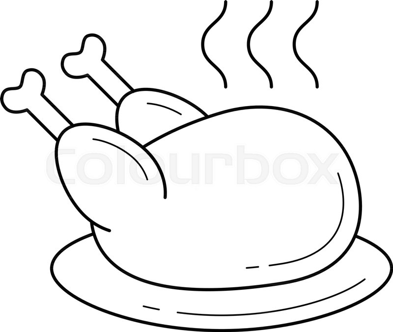 800x676 Cooked Chicken With Steam Vector Line Stock Vector Colourbox - Chicken Line Drawing