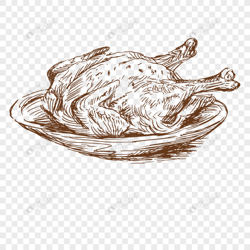 860x860 Roast Chicken With Line Drawing Png Image Picture Free Download - Chicken Line Drawing