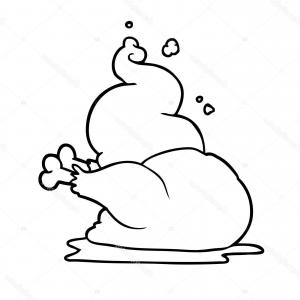 300x300 Stock Illustration Line Drawing Whole Cooked Chicken Rongholland - Chicken Line Drawing