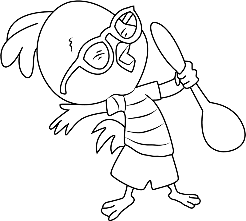 800x719 Chicken Little Holding Spoon Coloring Page - Chicken Little Drawing