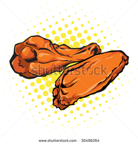 450x470 fried chicken wing dinner clipart - Chicken Wing Drawing