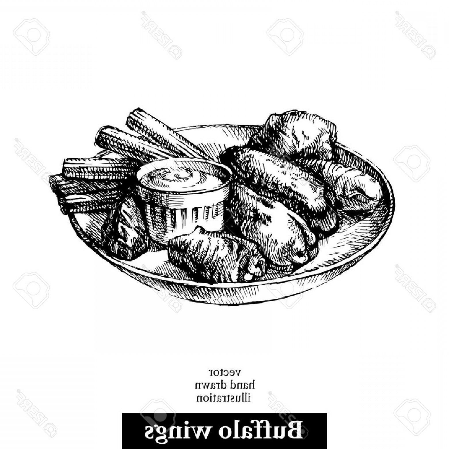 1560x1560 Photostock Vector Hand Drawn Sketch Buffalo Chicken Wings Soidergi - Chicken Wing Drawing