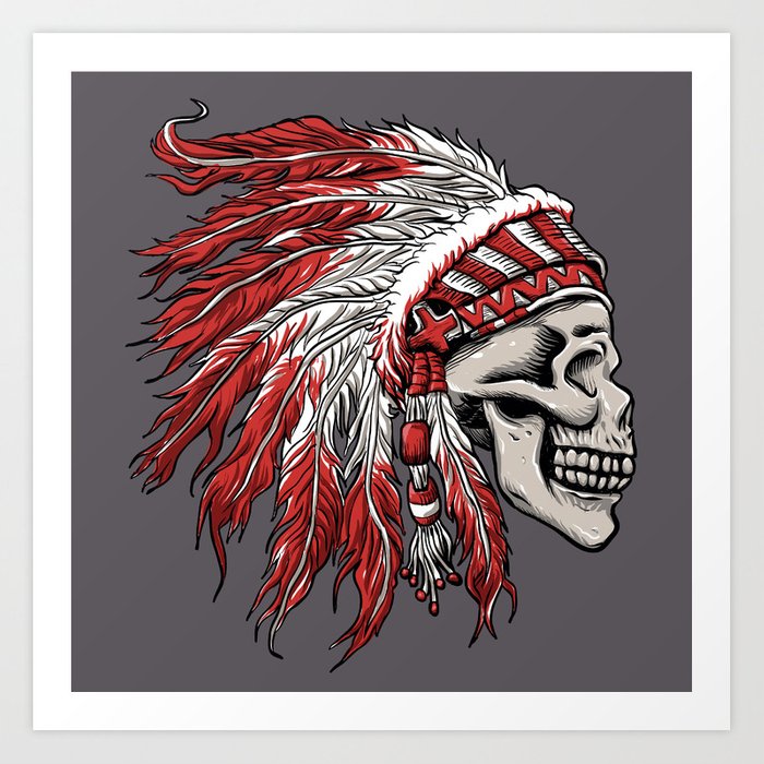 700x700 skull indian chief in hand drawing art print - Chief Drawing