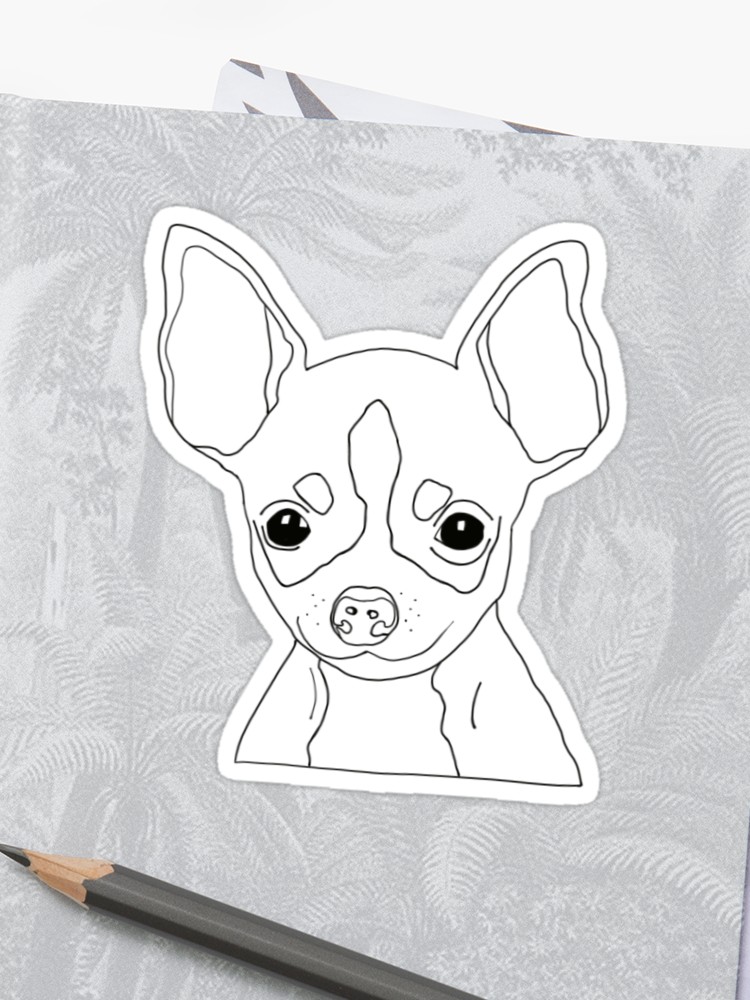 750x1000 Chihuahua Drawing Sticker - Chihuahua Drawing