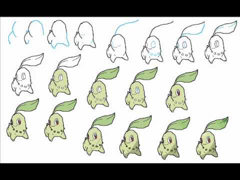 480x360 How To Draw Chikorita The Pokemon Easy Simple Step - Chikorita Drawing