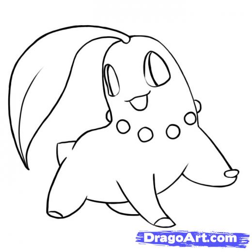 520x520 Step How To Draw Chikorita, Pokemon - Chikorita Drawing