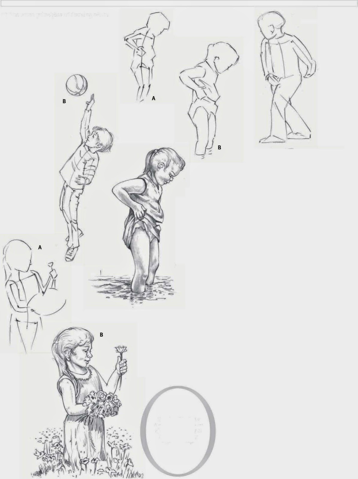 1195x1600 Drawings Children In Action - Child Anatomy Drawing