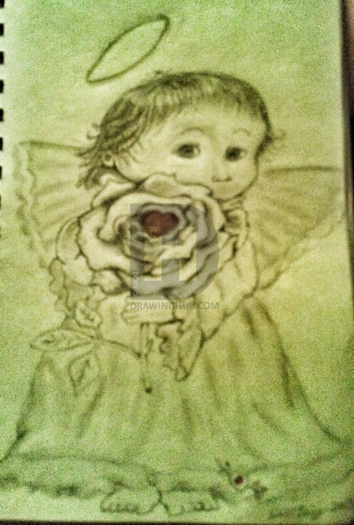 1154x1712 Child Angel Drawing - Child Angel Drawing