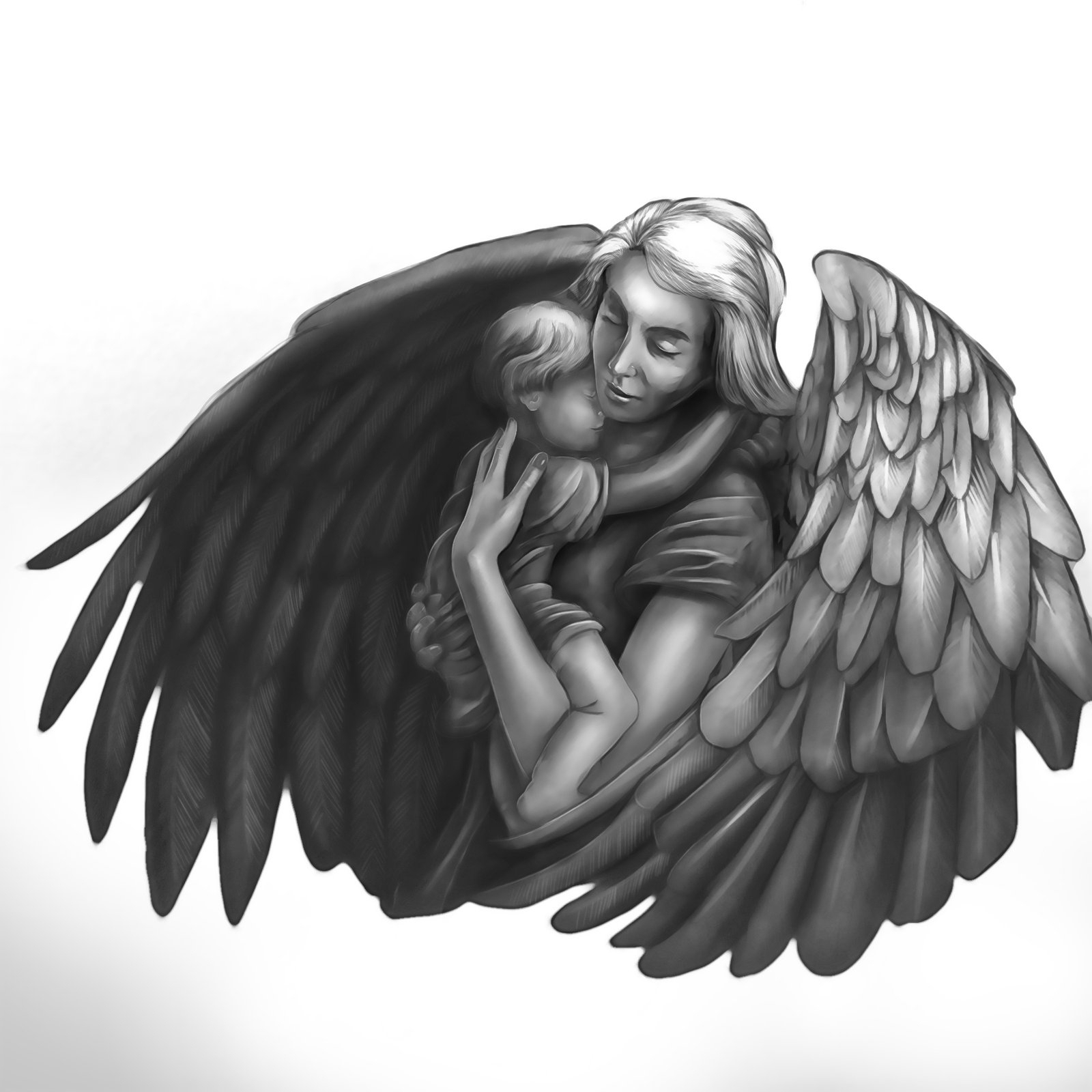 1600x1600 Free Photo Angel And Child - Child Angel Drawing
