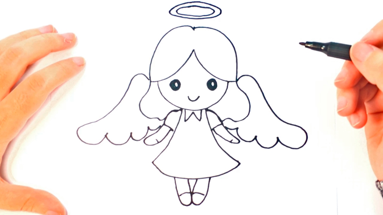 1280x720 How To Draw A Angel For Kids Angel Easy Draw Tutorial - Child Angel Drawing