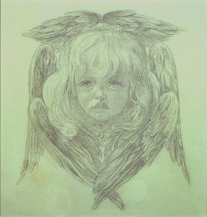 300x314 Study For The Head Of A Child Angel In The Blessed Damozel - Child Angel Drawing