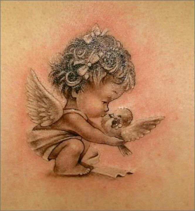 665x720 Baby Angel Tattoos Designs With Meanings - Child Angel Drawing
