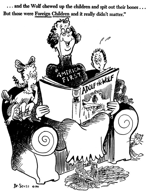 608x768 fact check did a dr seuss wwii political cartoon criticize - Child Cartoon Drawing