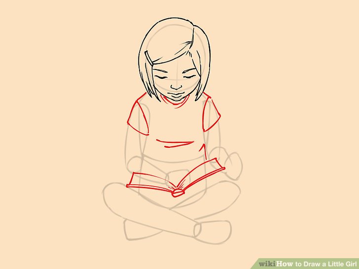 728x546 How To Draw A Little Girl - Child Line Drawing