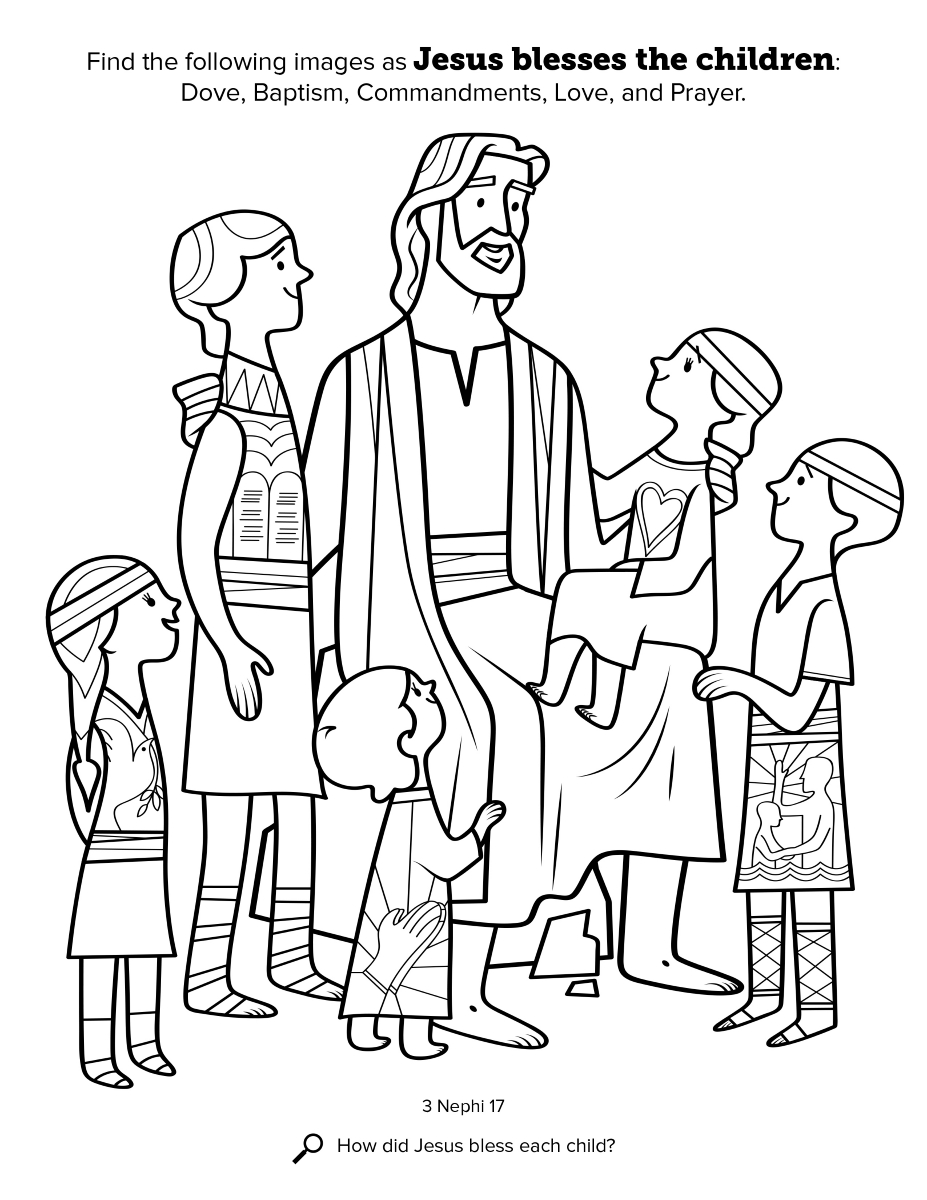 927x1200 Jesus Blesses The Children - Child Line Drawing