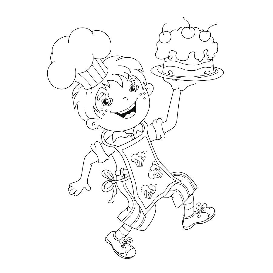 900x900 Coloring - Child Outline Drawing