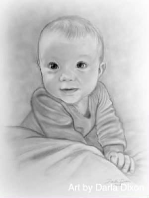 300x399 Newborn Baby Portrait - Child Portrait Drawing