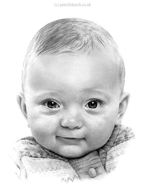 489x650 Portrait Of A Baby - Child Portrait Drawing